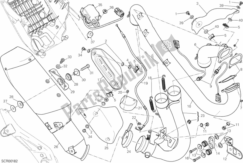 Toutes les pièces pour le Système D'échappement du Ducati Hypermotard Hyperstrada Brasil 821 2015